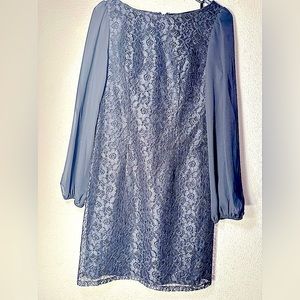 Formal sexy little black lace sheer flowy sleeves size s